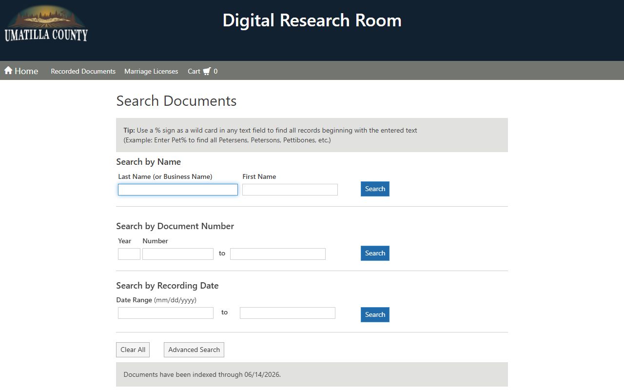 Umatilla County Digital Research Room county records search
