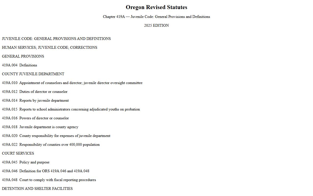 Umatilla County arrest records ORS Chapter 419A juvenile records statutes