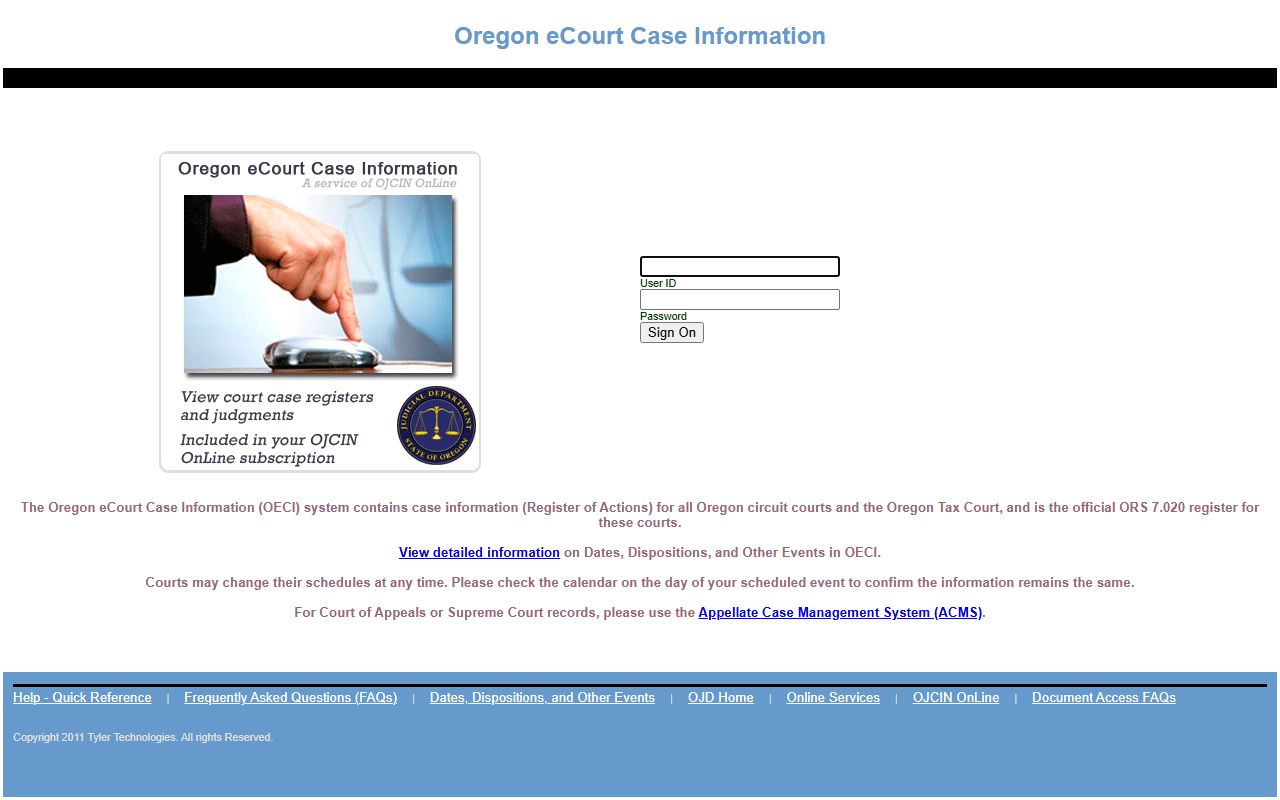 Umatilla County court records OECI and OJCIN login page