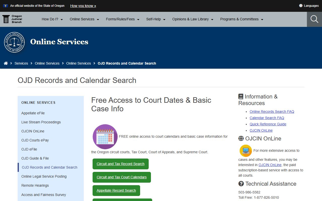 Umatilla County court records statewide Oregon records and calendar search page