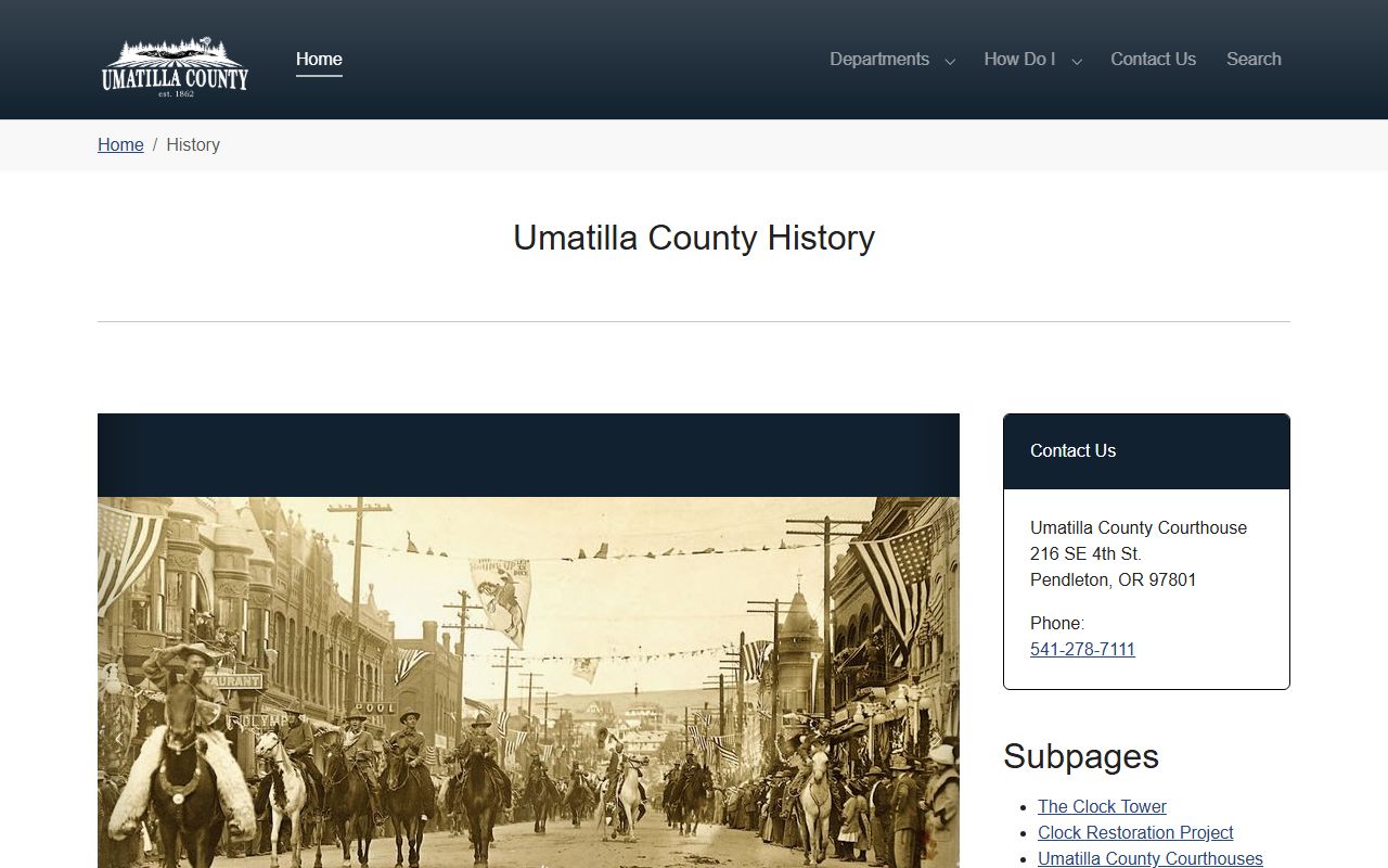 Umatilla County court records and official county courthouse history