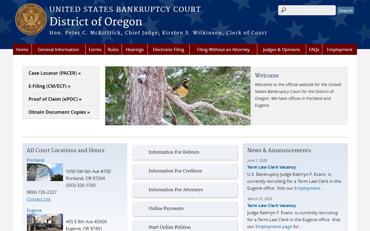 Umatilla County court records and Oregon bankruptcy court record access