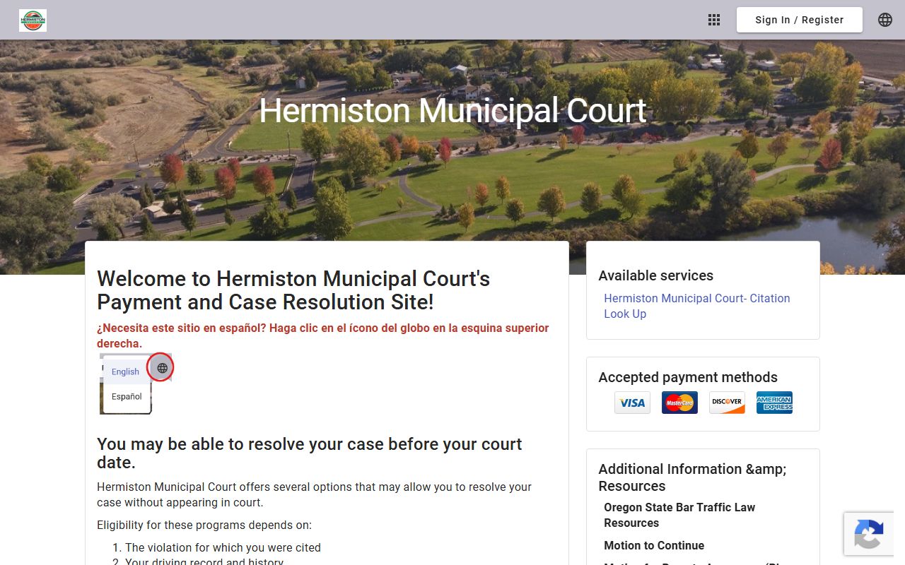 Umatilla County traffic court records Hermiston online payment portal