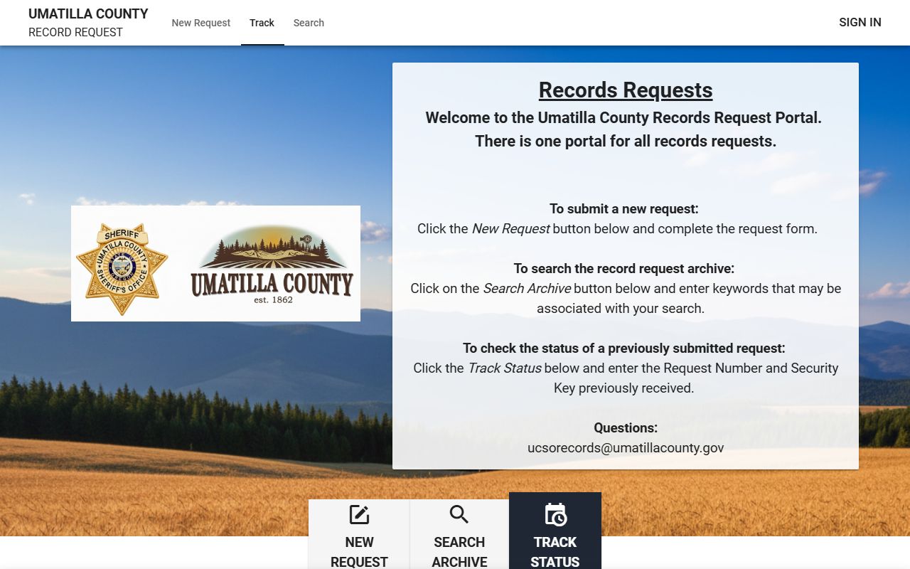 Umatilla County warrant search public records request portal